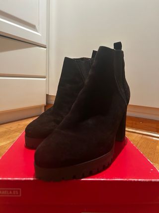 Botines ante tacón plataforma marrones