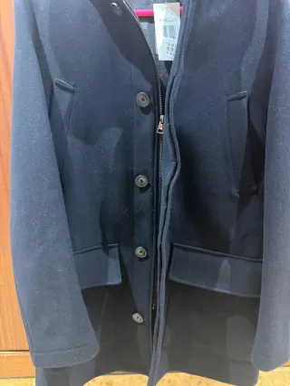 Abrigo lana capucha hombre azul/Marino
