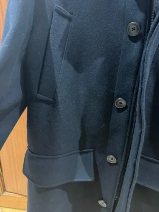Abrigo lana capucha hombre azul/Marino