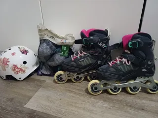 Patines niña Oxelo Talla 38 con protector. y casco