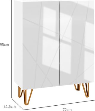 Zapatero Ahorrador de Espacio para 15-20 Pares de Zapatos, Mueble Zapatero de 2 Puertas con Estantes Regulables y Cierre Amortiguado, Blanco Brillante