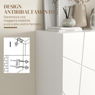 Zapatero Ahorrador de Espacio para 15-20 Pares de Zapatos, Mueble Zapatero de 2 Puertas con Estantes Regulables y Cierre Amortiguado, Blanco Brillante