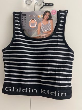 Top deportivo Aina rayas negro Talla M