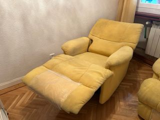 Sillón reclinable manual tela amarillo