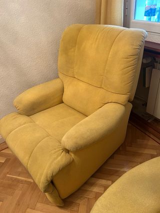 Sillón reclinable manual tela amarillo
