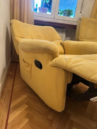 Sillón reclinable manual tela amarillo