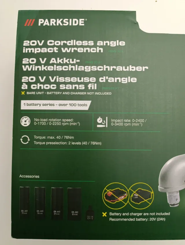 Llave de impacto angular Parkside 20V