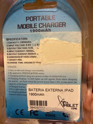 Cargador Portátil Ipad Antiguo sin estrenar