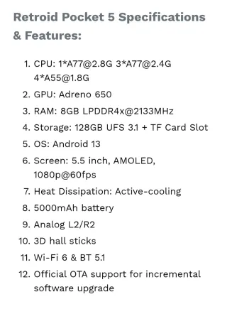 Retroid Pocket 5 Negra/Gris
