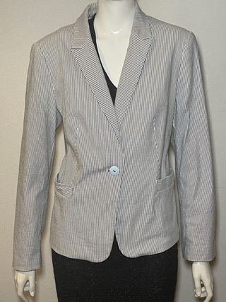 Blazer Zara Rayas Azul y Blanco