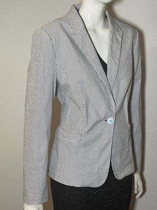 Blazer Zara Rayas Azul y Blanco