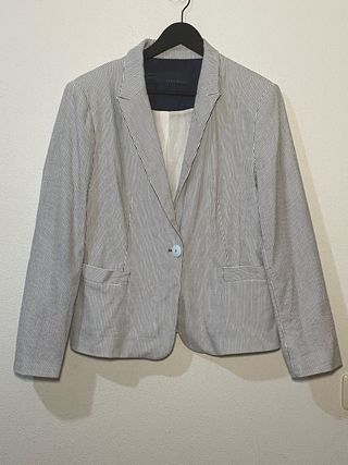 Blazer Zara Rayas Azul y Blanco