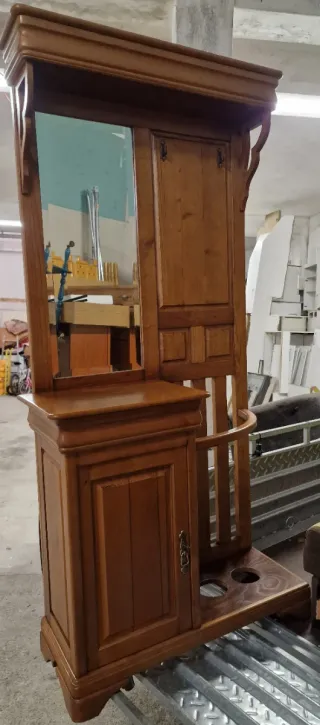 Mueble recibidor madera roble maciza