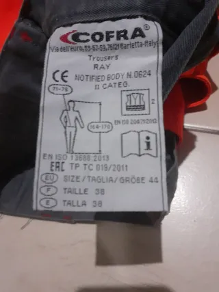 Pantalón laboral naranja y gris