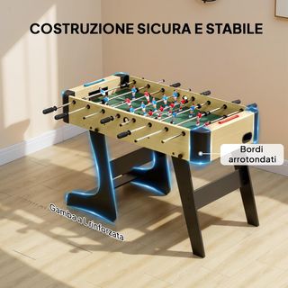 Futbolín Plegable, Biliardino Para Casa Con Mangos Antideslizantes, 8 Barras, 22 Jugadores, 2 Pelotas, Marcador, Para Niños Adultos Para Escuela Oficina Fiestas, 118X107.5X78 Cm, Color Madera