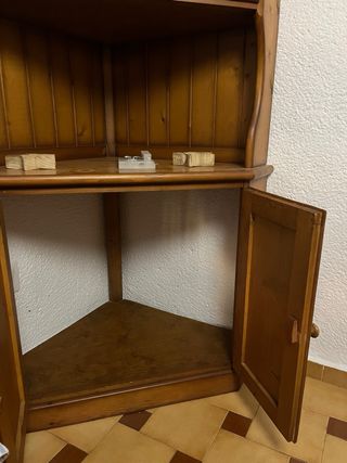Vitrina Esquinera Madera y Cristal