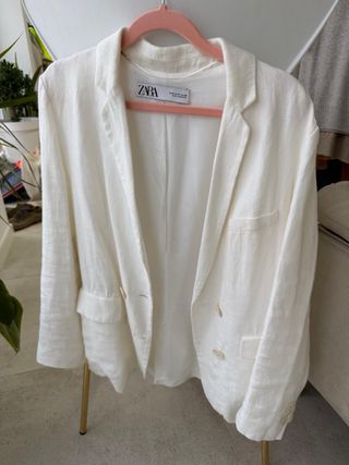 Americana Zara Blanca Lino Talla M