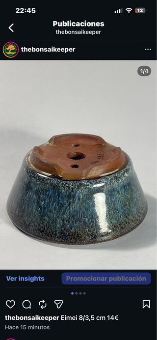 Maceta Bonsái Eimei Cerámica Azul/Marrón