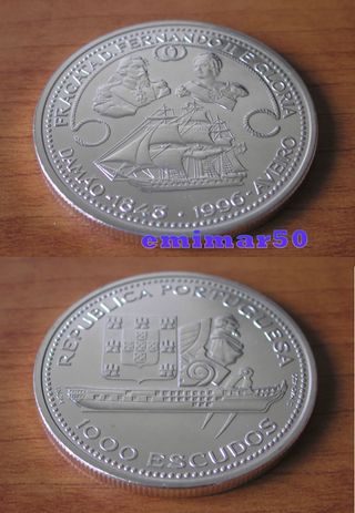 Moneda 1000 Escudos Plata Portugal 1996