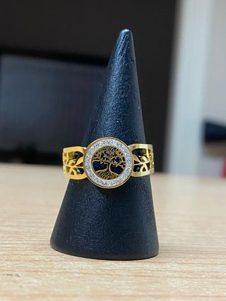 Anello regolabile albero della vita dorato