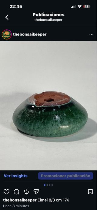 Maceta bonsai Eimei cerámica verde/plata