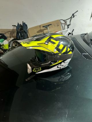 Casco Moto Enduro Fox Negro y Amarillo
