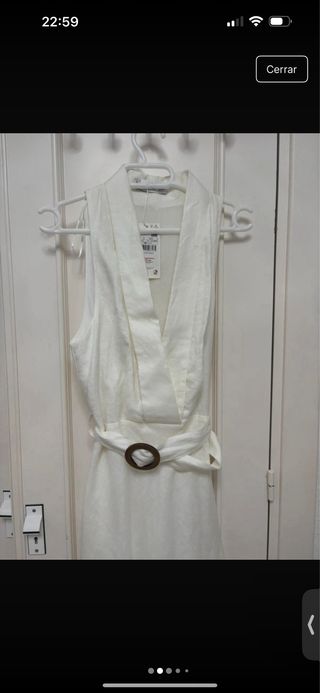 Vestido blanco de lino con cinturón