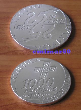 Moneda 1000 Escudos Plata Portugal 1999