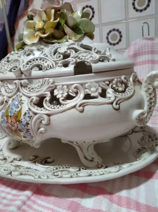 Sopera/Centro de Mesa Capodimonte Hecho a Mano
