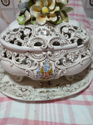 Sopera/Centro de Mesa Capodimonte Hecho a Mano