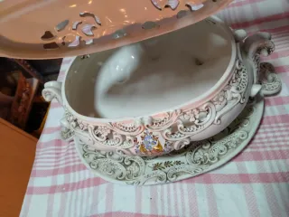 Sopera/Centro de Mesa Capodimonte Hecho a Mano