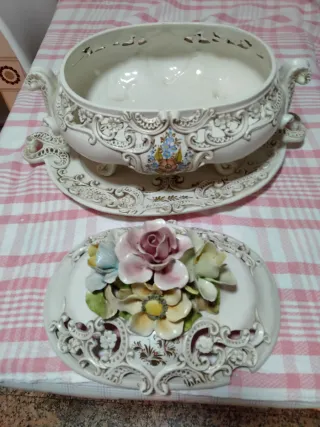 Sopera/Centro de Mesa Capodimonte Hecho a Mano