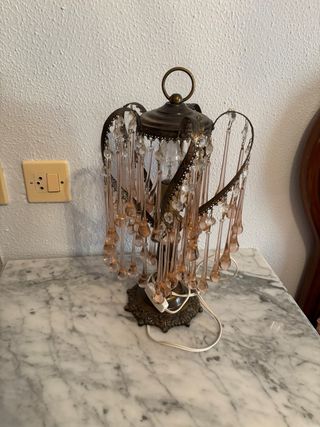 2 Lámparas Mesita Noche Cristal Metal