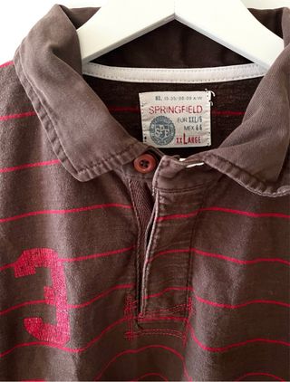 Polo Springfield XXL Manga Larga Marrón Rojo