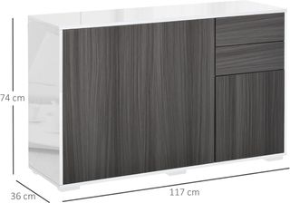 Mueble Armario Multiuso para Sala de Estar, Cocina, Oficina, 2 Cajones y 2 Armarios con Apertura a Presión, Gris
