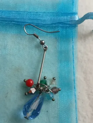 Pendientes hippies de plata con piedras de colores