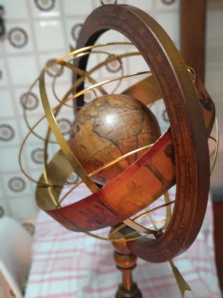 Globo terráqueo decorativo vintage madera