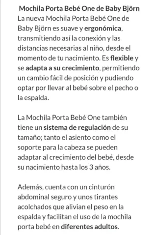 Mochila Portabebé Baby Björn Carrier One
