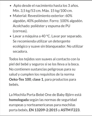 Mochila Portabebé Baby Björn Carrier One