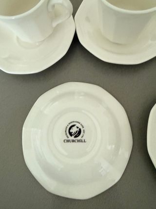 Set 5 Tazze Caffè Churchill Porcellana Bianca