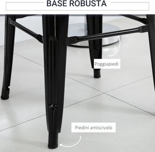 Conjunto de 4 Taburetes Ergonómicos con Respaldo Extraíble y Reposapiés, Taburetes de Cocina de Metal, 44X46X116 Cm, Negro