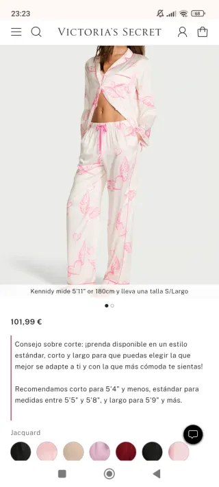Pijama Victoria's Secret M/Largo Rosa y Blanco