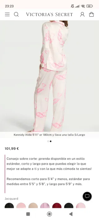 Pijama Victoria's Secret M/Largo Rosa y Blanco