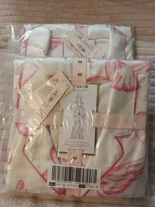 Pijama Victoria's Secret M/Largo Rosa y Blanco