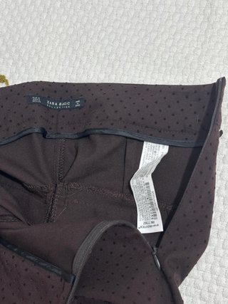 Zara pantaloni marroni a pois in rilievo – tg S