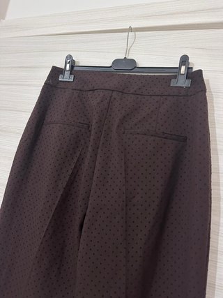 Zara pantaloni marroni a pois in rilievo – tg S
