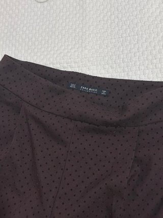 Zara pantaloni marroni a pois in rilievo – tg S