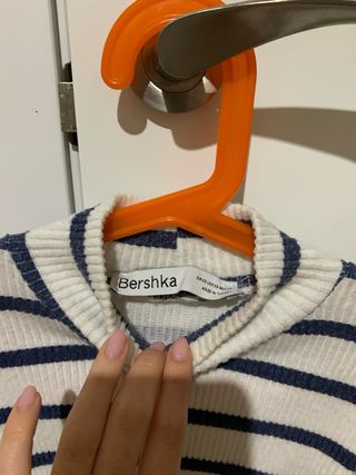 Jersey rayas cuello alto crop