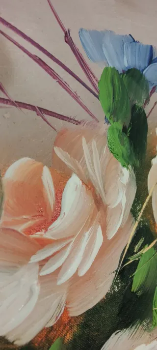 Cuadro de flores rosas y azules