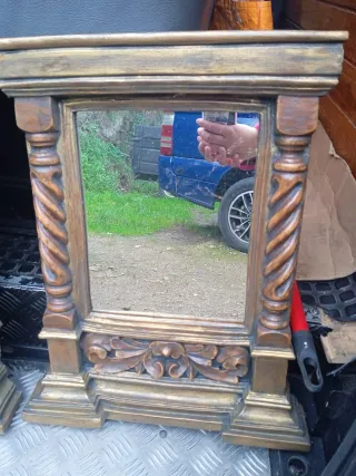 Cuadro Espejo Madera Dorado Tallado